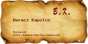 Berecz Kapolcs névjegykártya